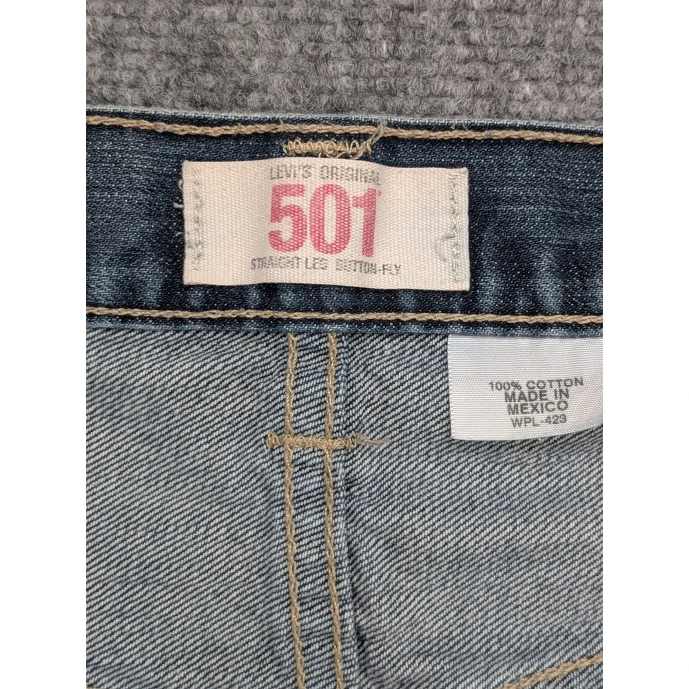 Levis 501 Mens Straight Leg Button Fly Jeans Classic Blue‎ Denim Pants 36x31